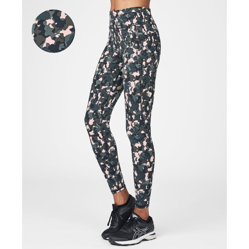 Sweaty Betty size Medium The Zero Gravity 7/8  High-Waist Camo Leggings